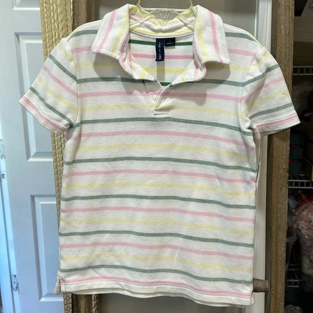 Janie and Jack Pique striped polo size 6 EUC